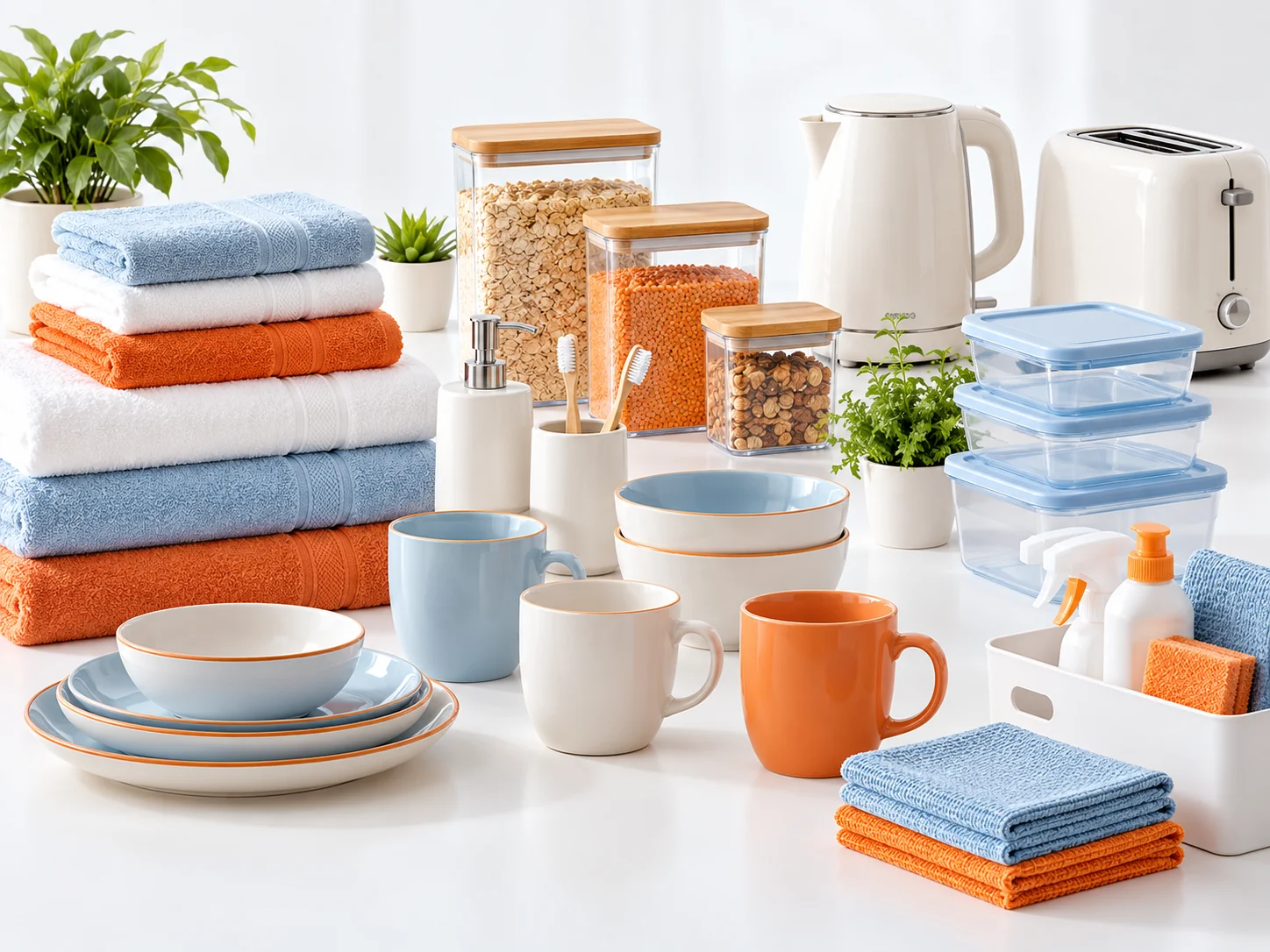 Household and everyday consumer goods arranged for a wholesale product review