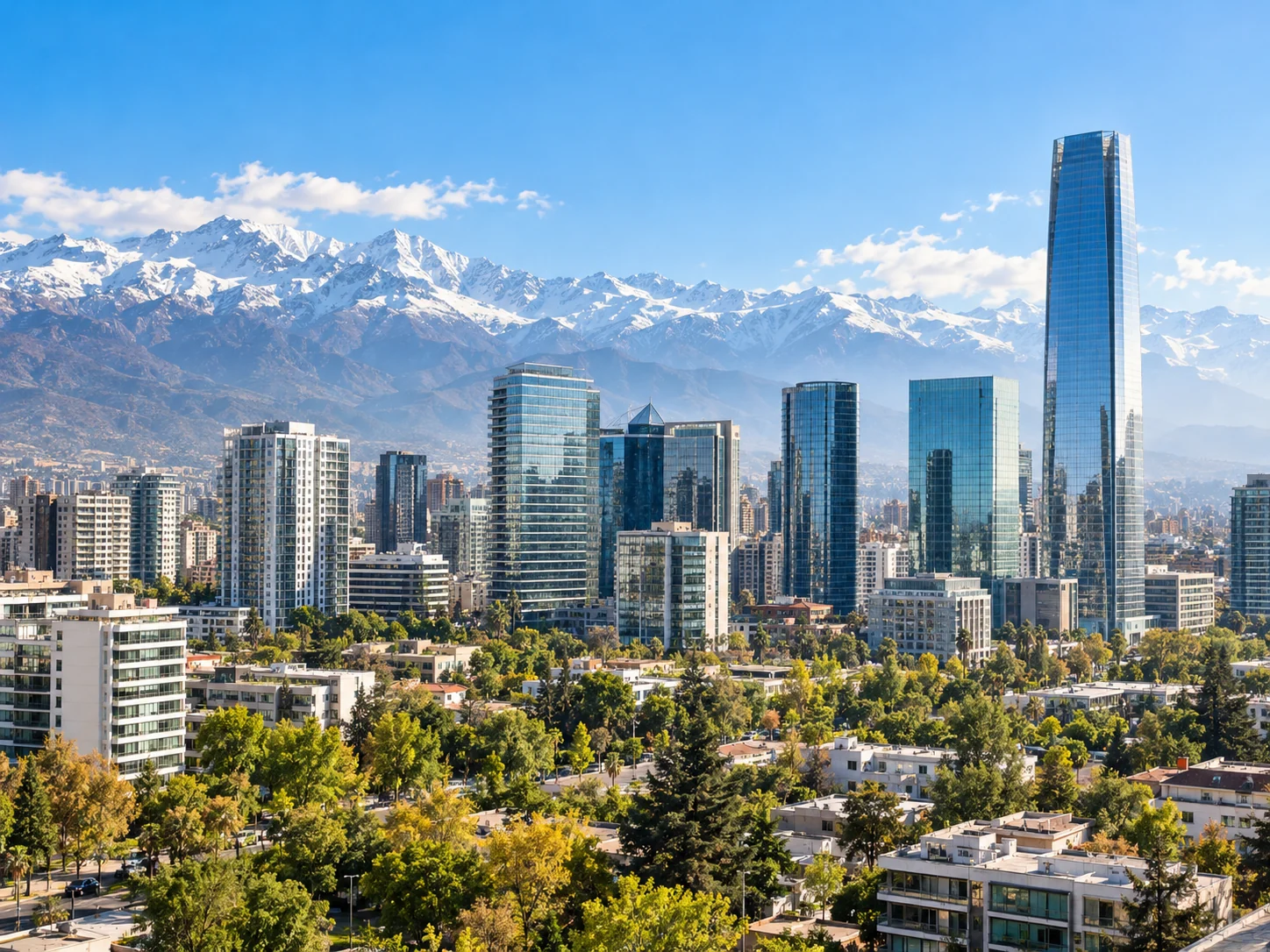Santiago cityscape and the Andes, Chile